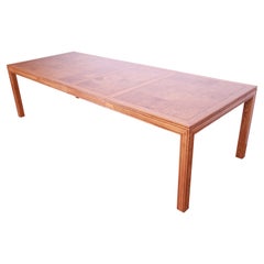 Henredon Mid-Century Modern Burl Wood Parsons Dining Table, Newly Refinished