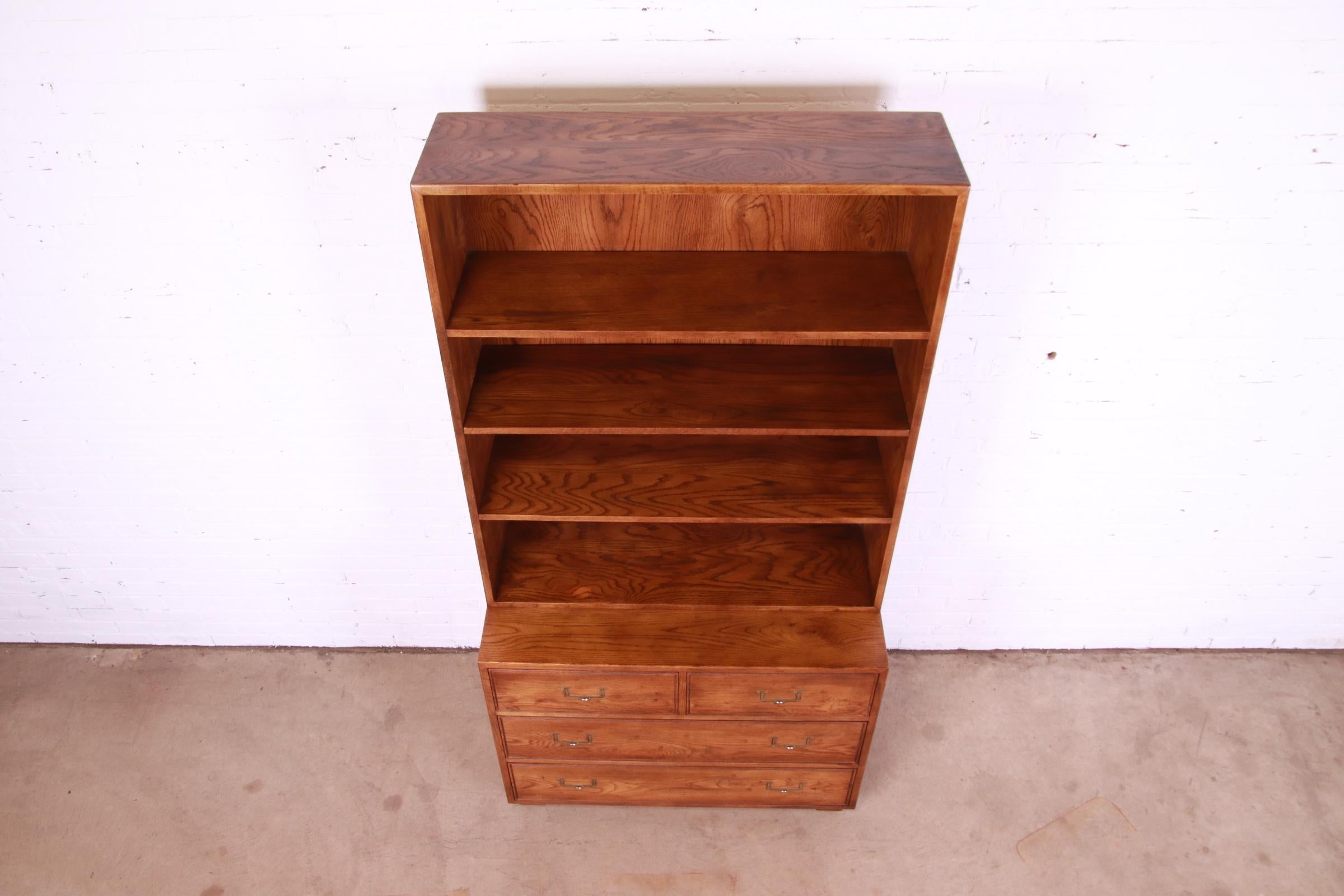 Henredon Mid-Century Modern Campaign Bureau With Bookcase Top 1