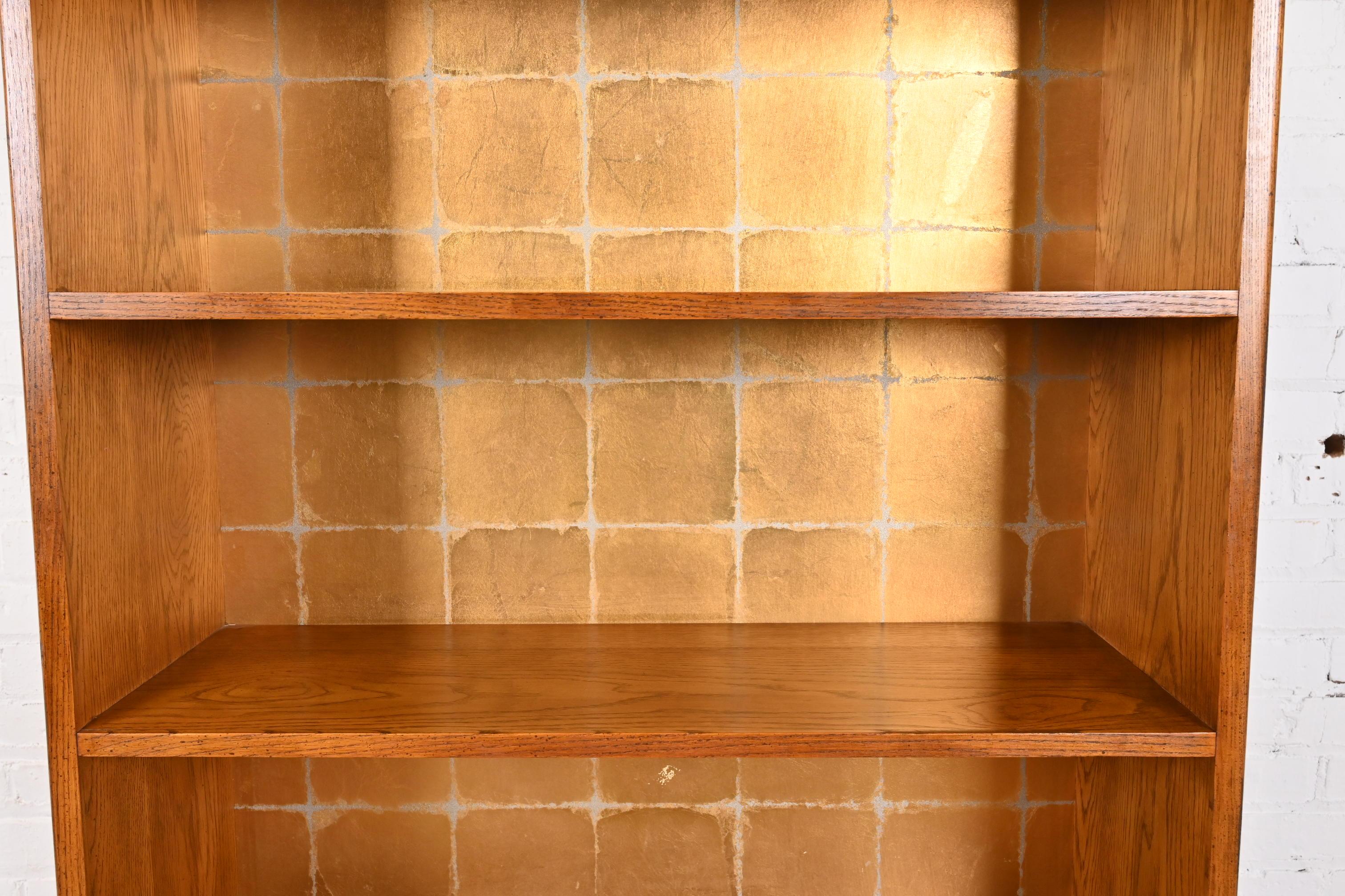 Henredon Mid-Century Modern Campaign Oak Bookcase Cabinet, Circa 1970s 2