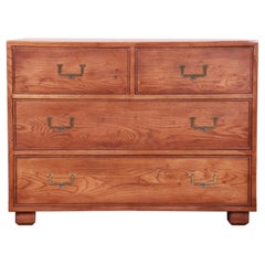 Henredon Mid-Century Modern Campaign Oak Chest of Drawers
