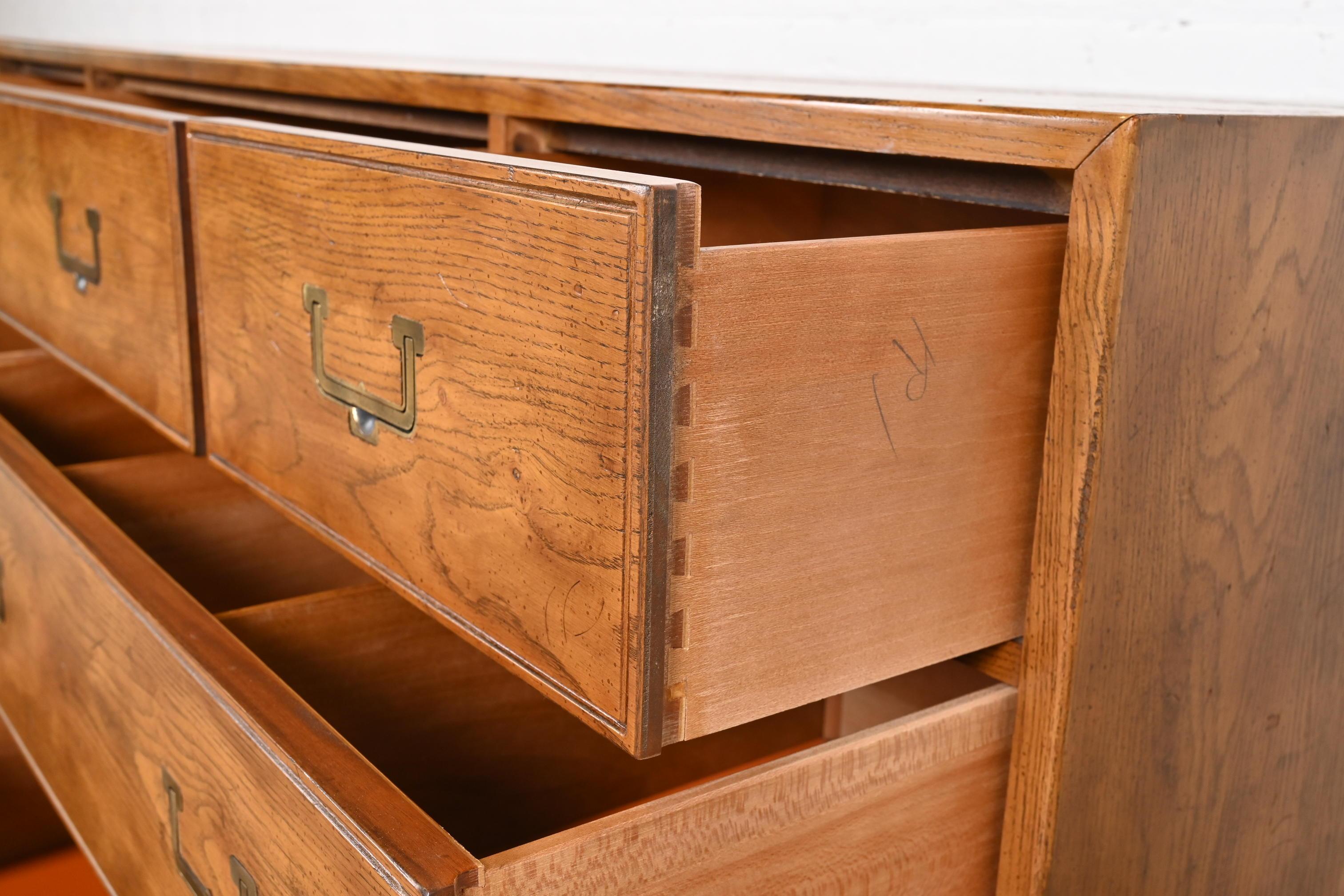 Henredon Mid-Century Modern Campaign Oak Dresser, Circa 1970s 4