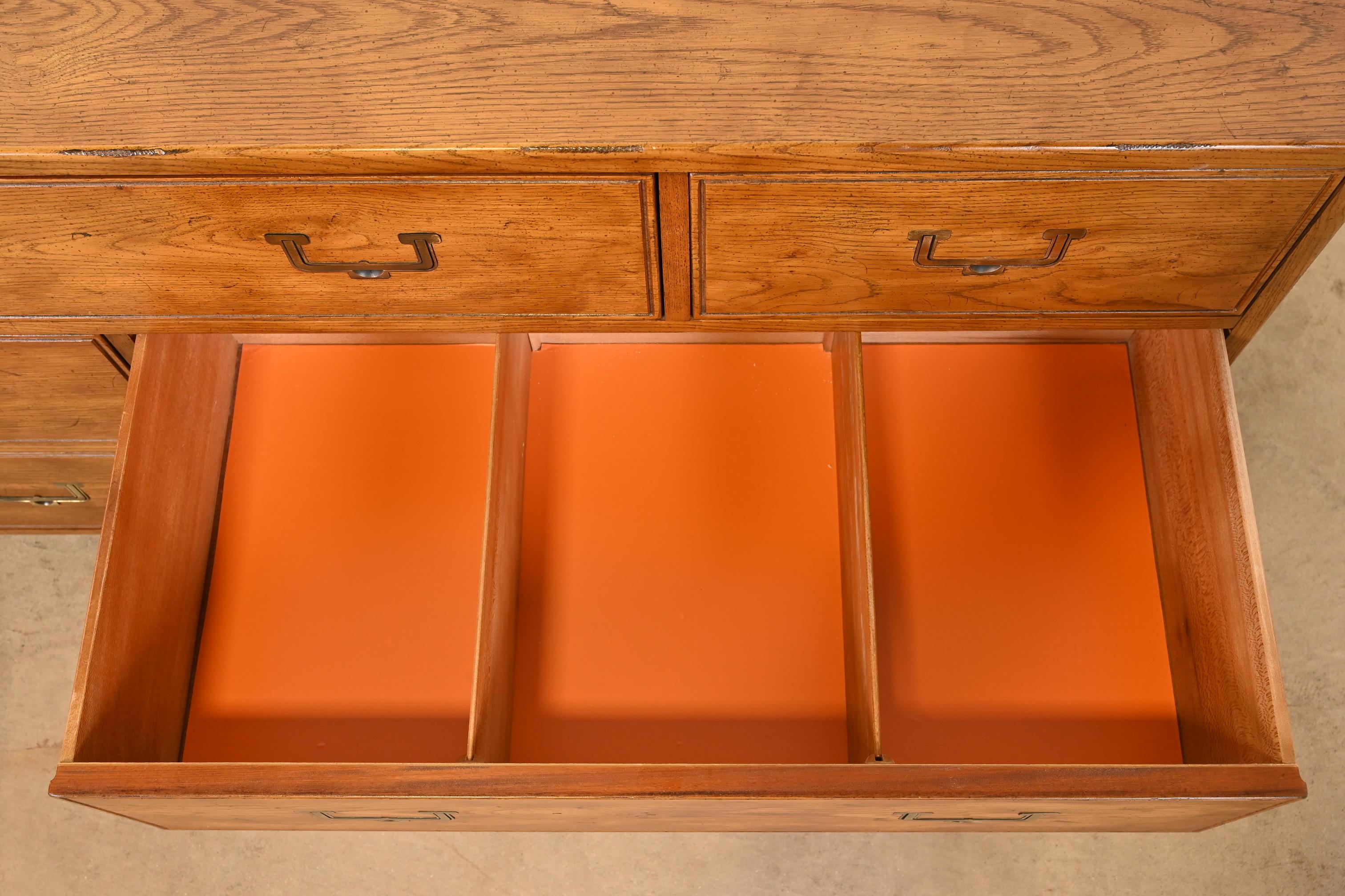Henredon Mid-Century Modern Campaign Oak Dresser, Circa 1970s 5