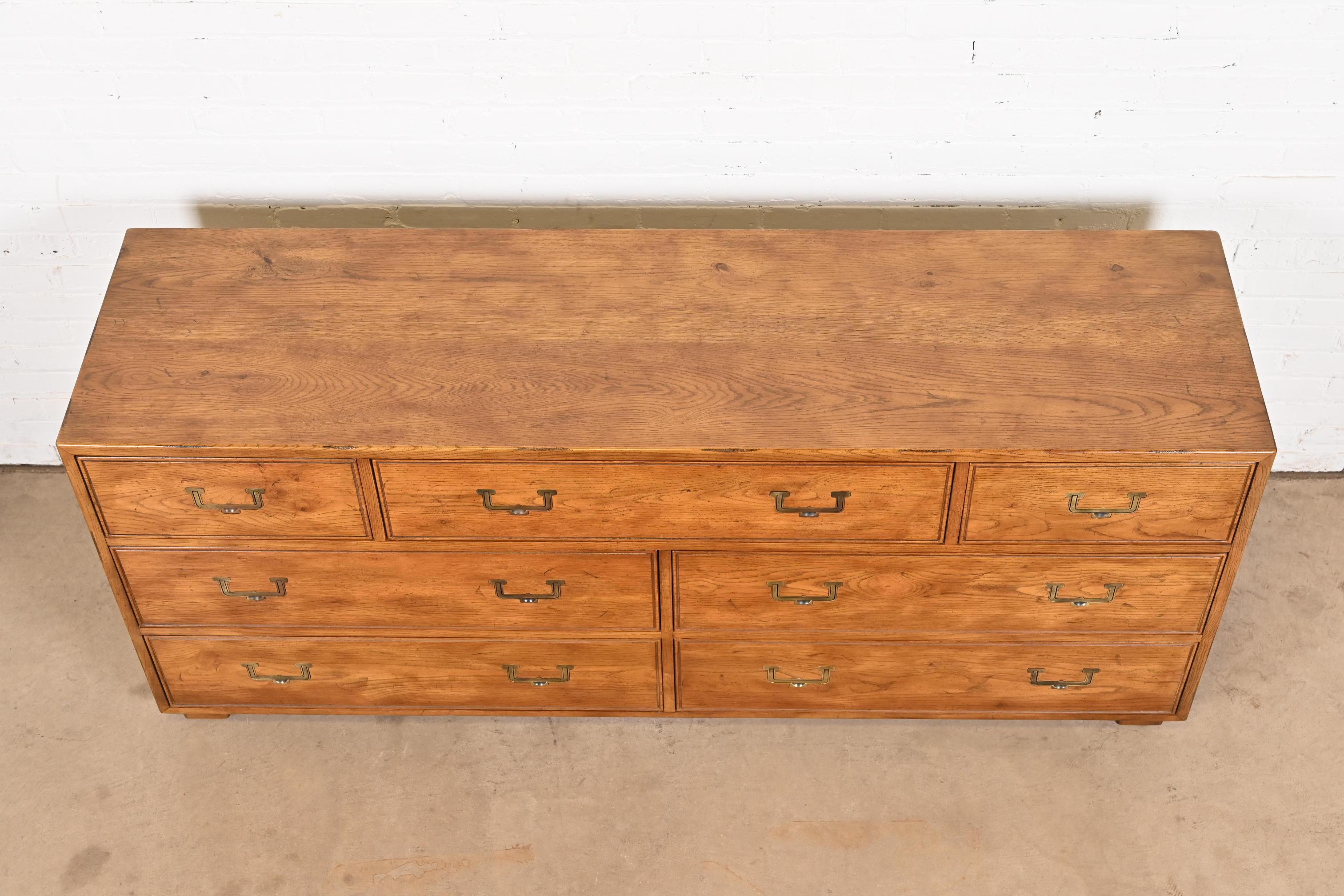 Henredon Mid-Century Modern Campaign Oak Dresser, Circa 1970s 7