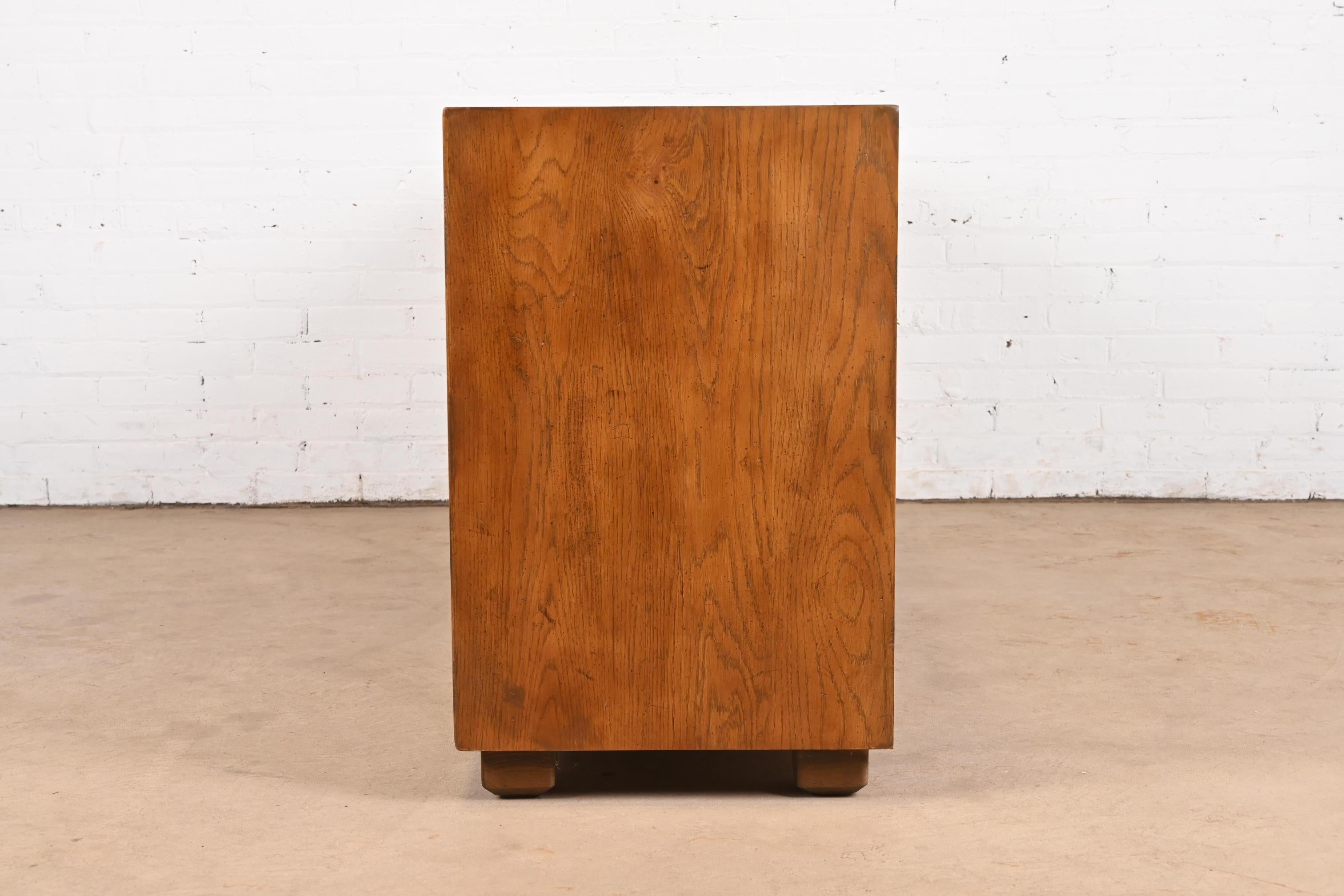 Henredon Mid-Century Modern Campaign Oak Dresser, Circa 1970s 8