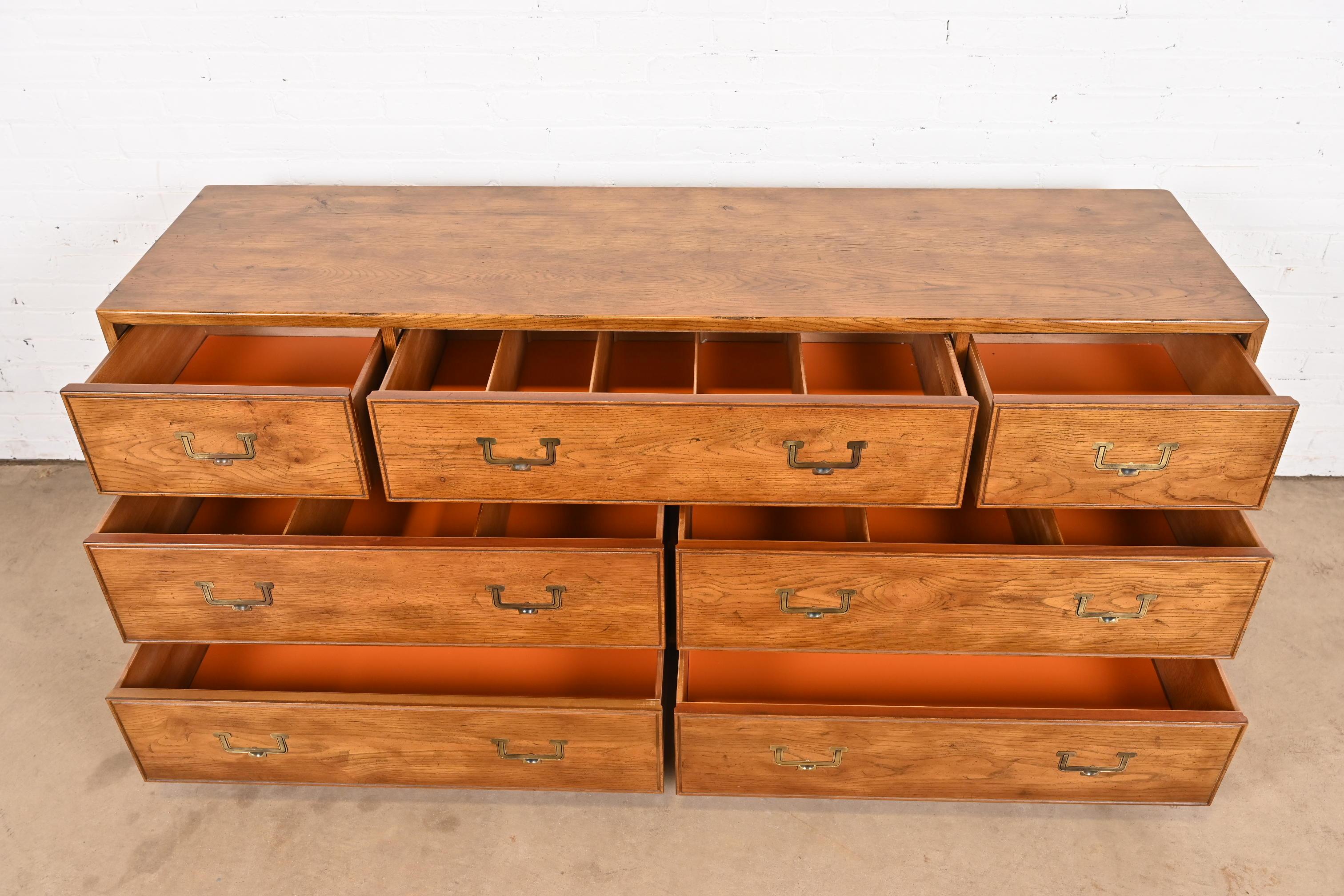 Henredon Mid-Century Modern Campaign Oak Dresser, Circa 1970s 2