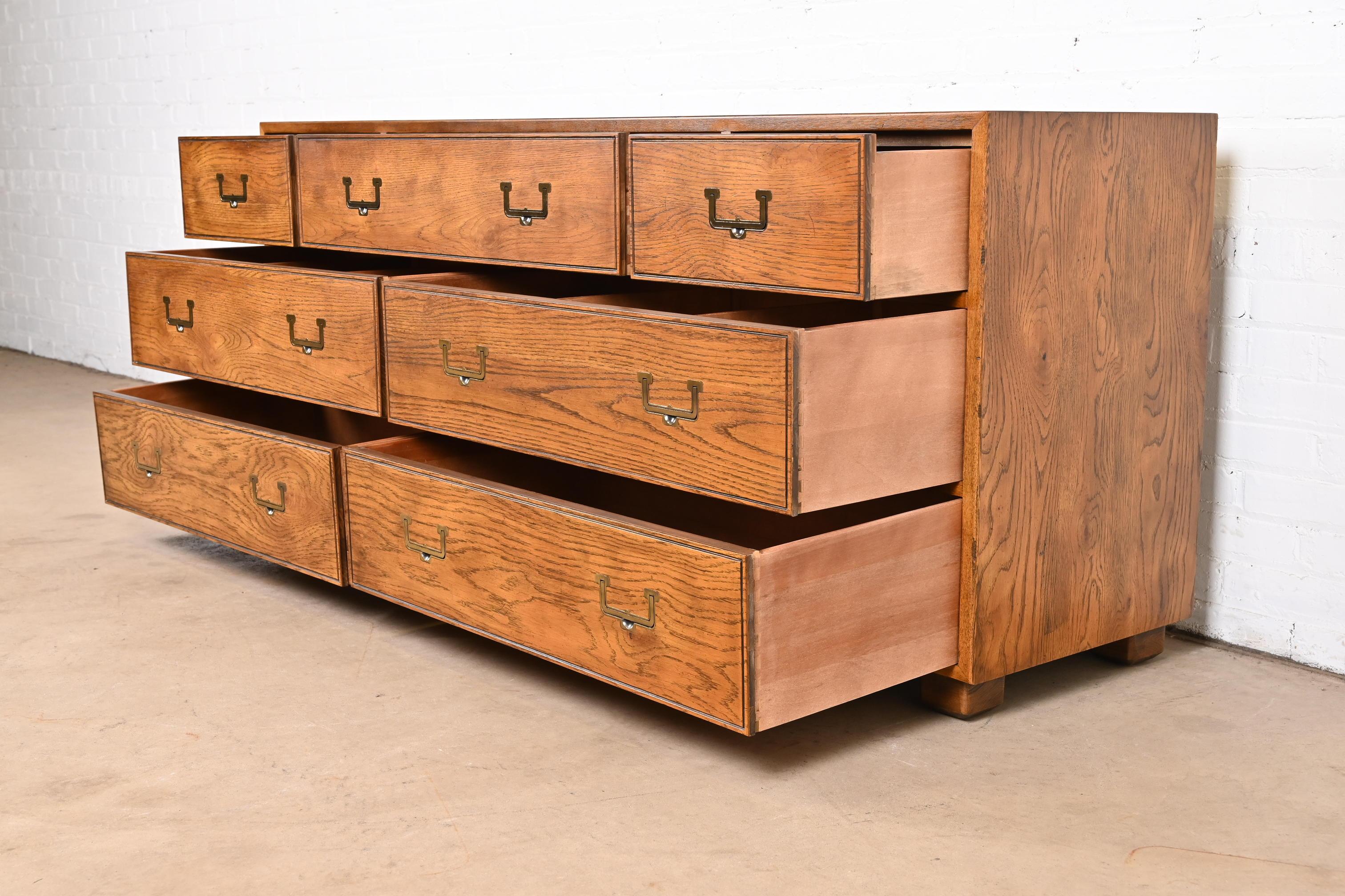 Henredon Mid-Century Modern Campaign Oak Dresser or Credenza, Circa 1970s 3