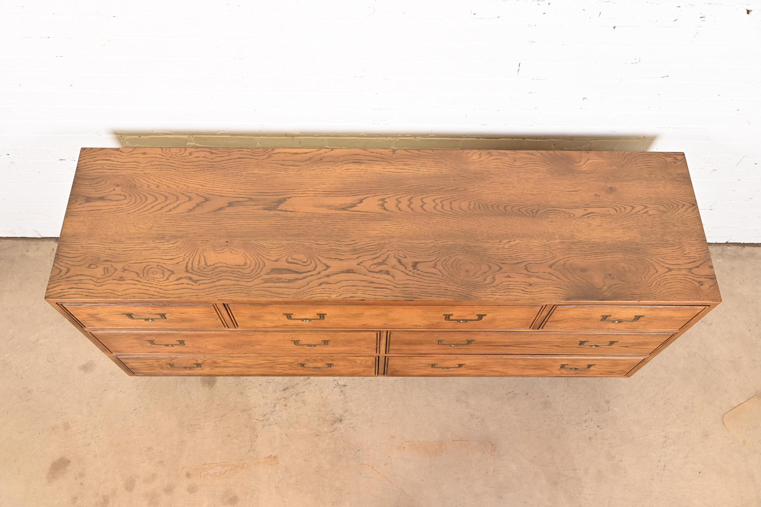 Henredon Mid-Century Modern Campaign Oak Dresser or Credenza, Circa 1970s 7