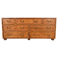 Henredon Mid-Century Modern Campaign Oak Dresser or Credenza, Circa 1970s