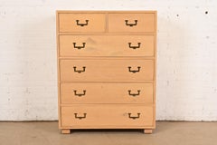 Henredon Mid-Century Modern Campaign Oak Highboy Dresser
