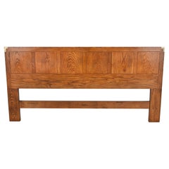 Henredon Mid-Century Modern Campaign Oak King Size Headboard, Circa 1970s