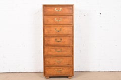Henredon Mid-Century Modern Campaign Oak Lingerie Chest or Semainier, 1970s