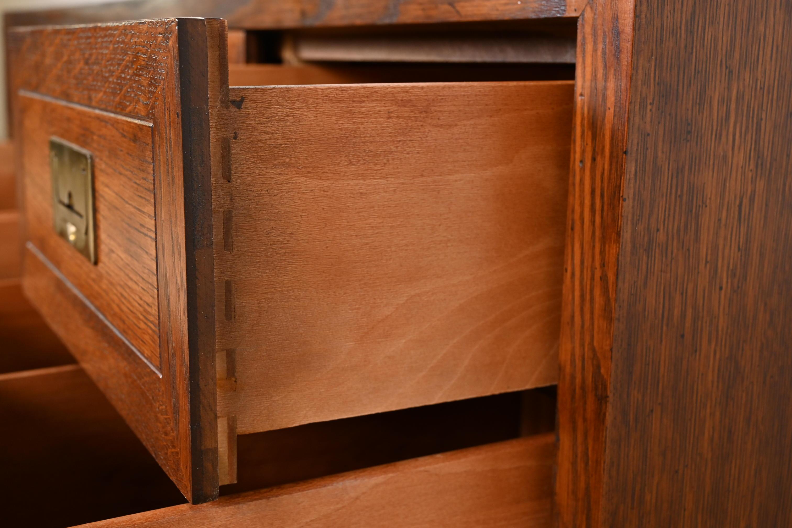 Henredon Mid-Century Modern Campaign Oak Long Dresser 5