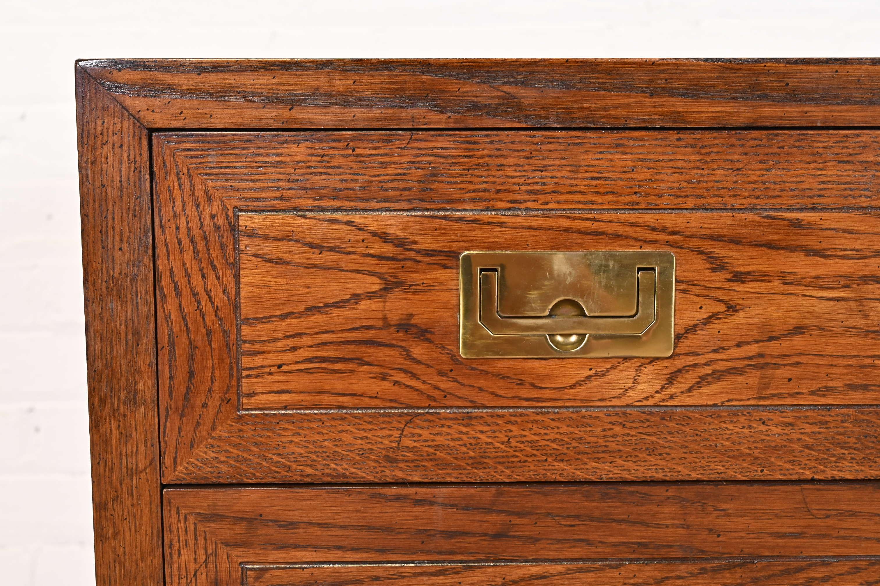 Henredon Mid-Century Modern Campaign Oak Long Dresser 1