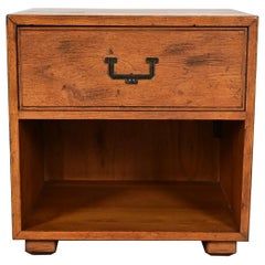 Henredon Mid-Century Modern Campaign Oak Nightstand, Circa 1970s Henredon Mid-Century Modern Campaign Oak Nightstand, Circa 1970s