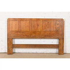 Henredon Mid-Century Modern Campaign Oak Queen Size Headboard, Circa 1970s