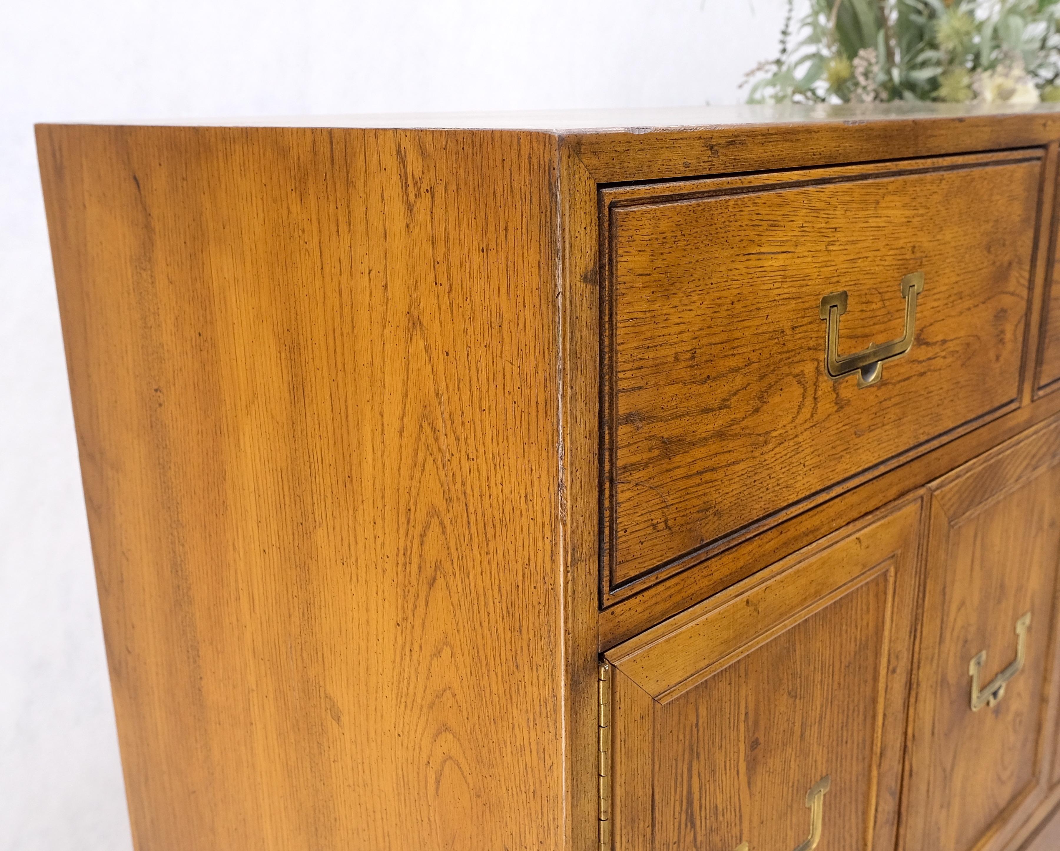 Henredon Mid-Century Modern Campaign Style Highboy Dresser Chest Double Door For Sale 3
