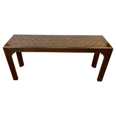 Henredon Mid-Century Modern Dark Walnut Campaign Style Console Table