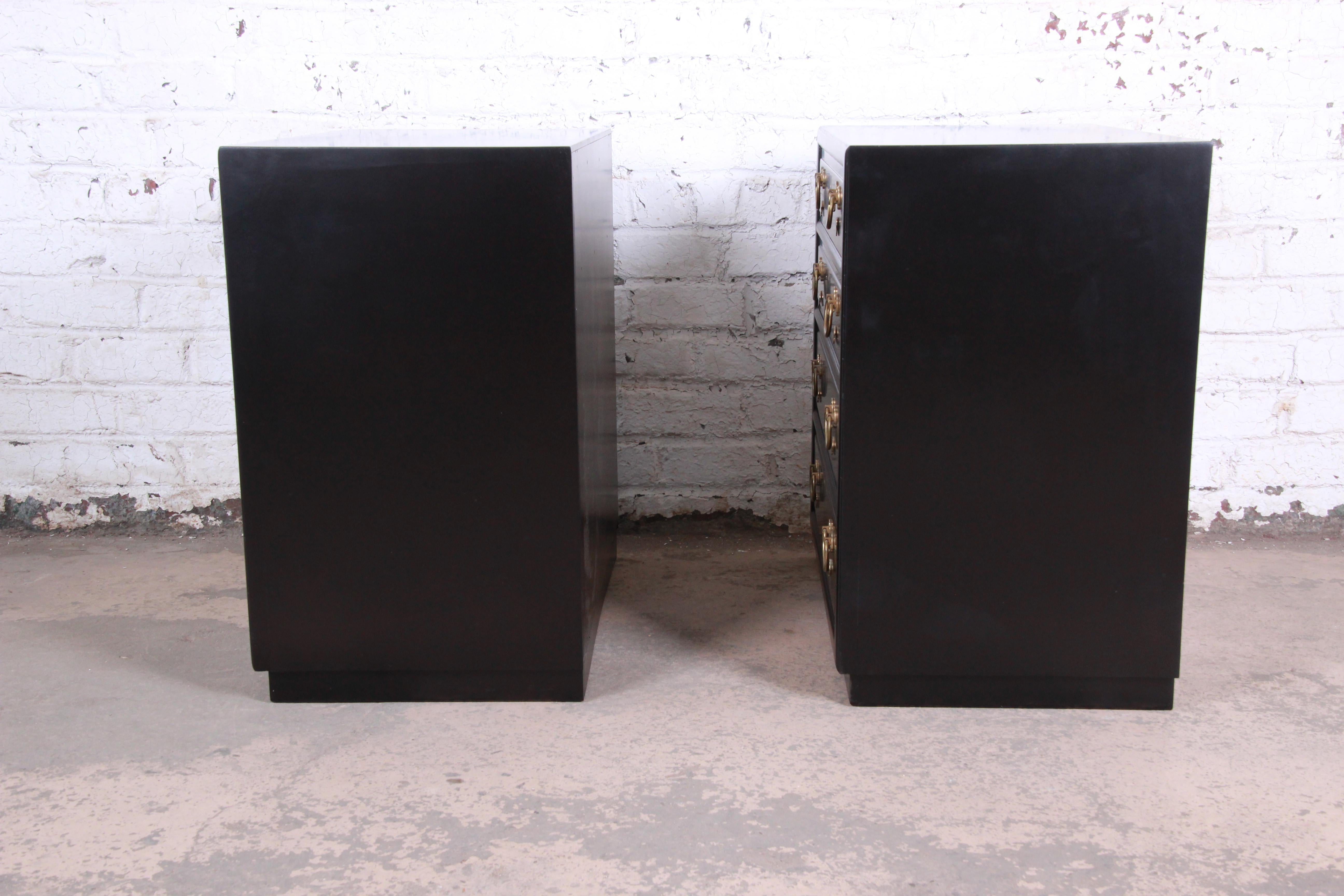 Henredon Mid-Century Modern Ebonized Bachelor Chests or Large Nightstands, Pair 3