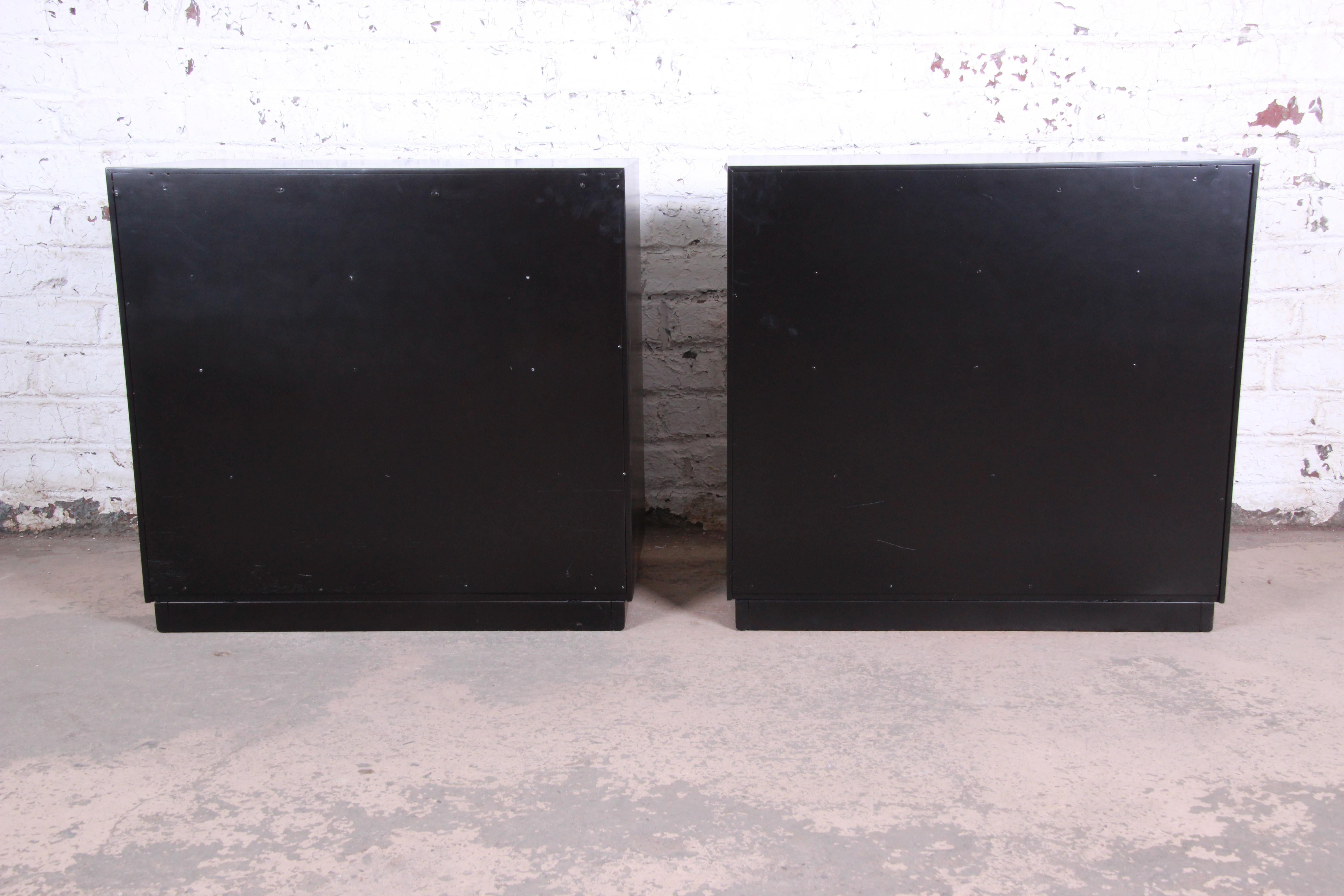Henredon Mid-Century Modern Ebonized Bachelor Chests or Large Nightstands, Pair 4