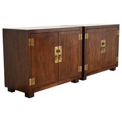 Carrelli da bar Henredon in stile Mid-Century Modern e Hollywood Regency, in rovere e ottone