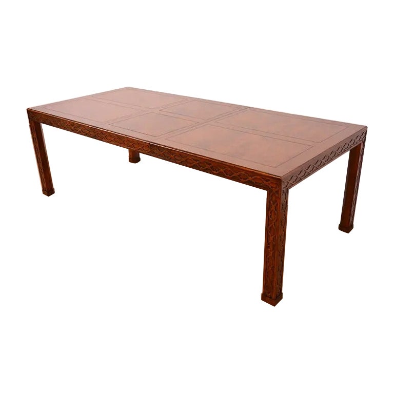 Mesa de comedor Henredon de estilo «Mid-Century Modern» y «Hollywood Regency», de roble y madera de nudo