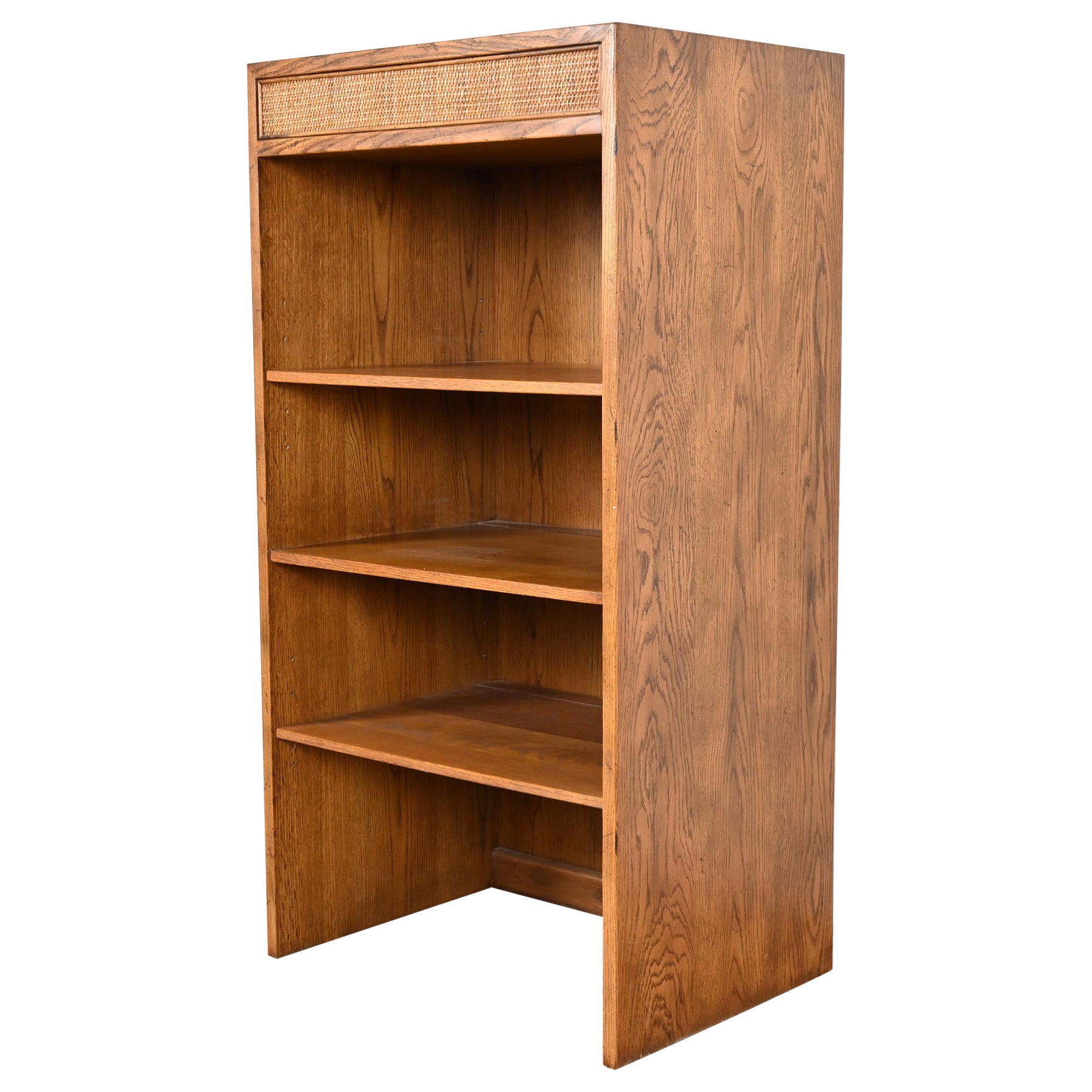 Henredon Mid-Century Modern Oak and Cane Bookcase