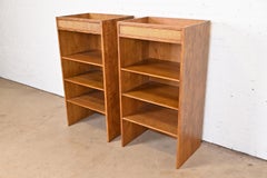 Henredon Mid-Century Modern Oak and Cane Bookcases, Pair