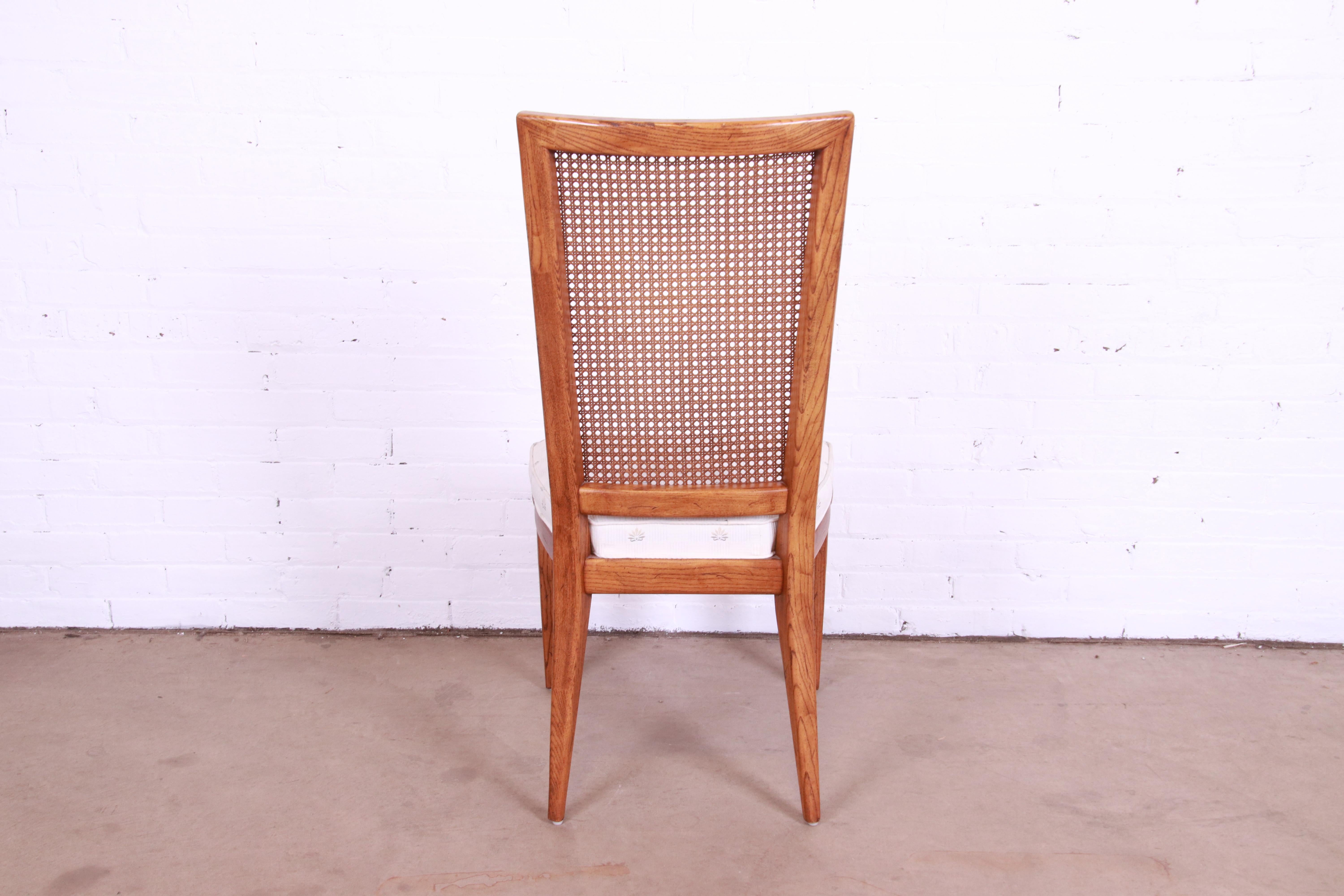 Henredon Mid-Century Modern Oak and Cane Dining Chairs, Set of Four 7
