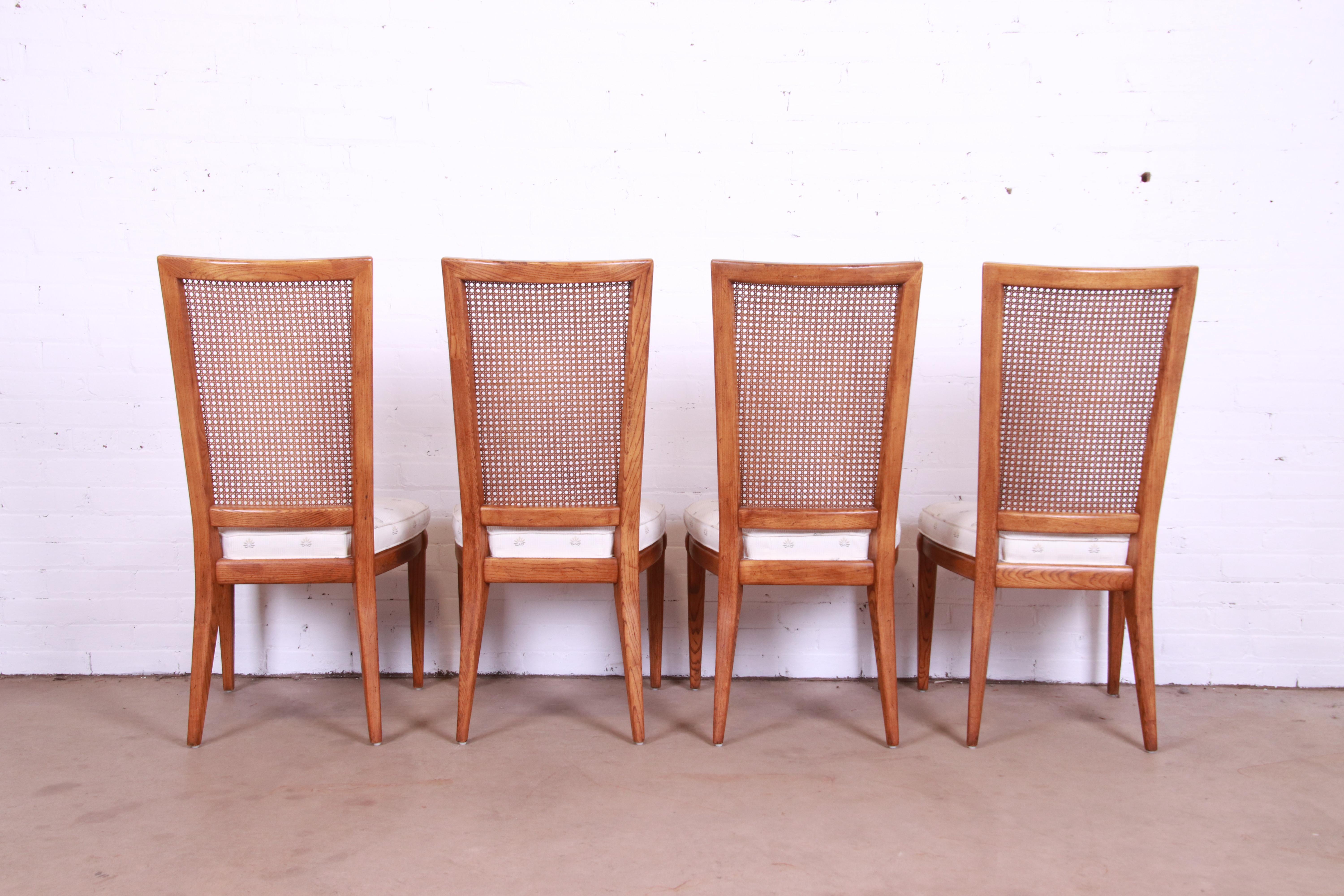 Henredon Mid-Century Modern Oak and Cane Dining Chairs, Set of Four 2