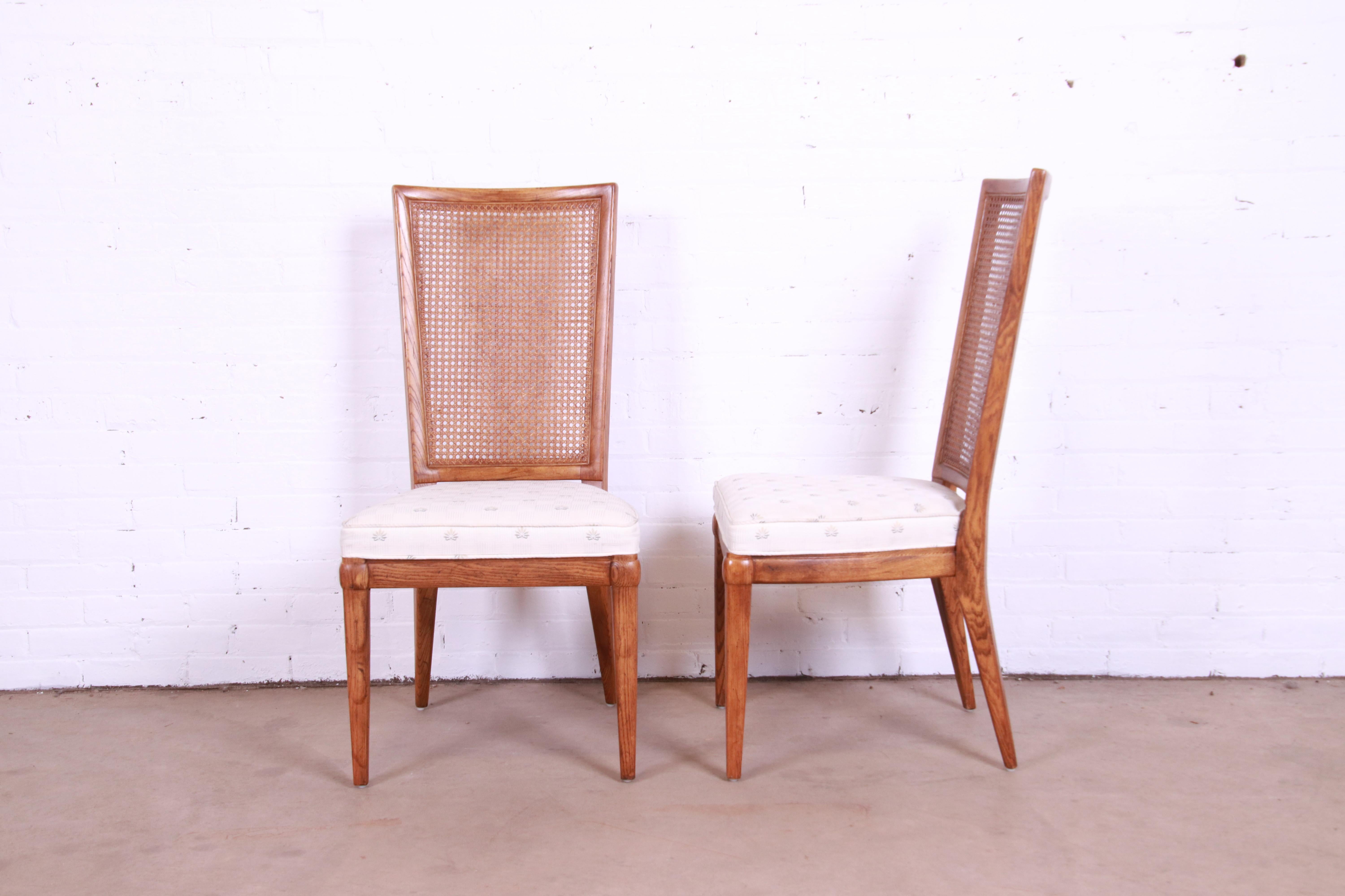 Henredon Mid-Century Modern Oak and Cane Dining Chairs, Set of Four 3