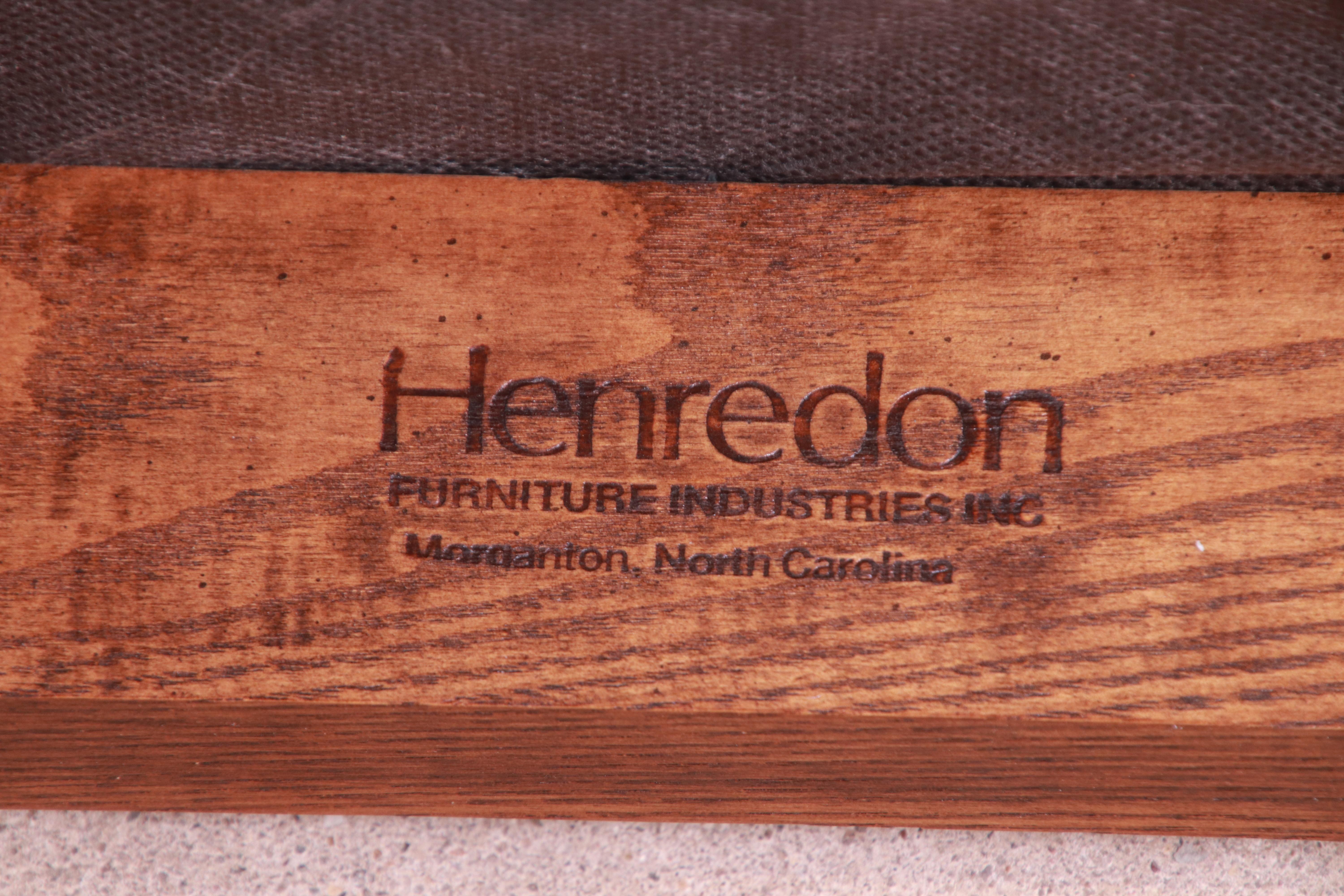 Henredon Mid-Century Modern Oak and Cane High Back Armchairs, Pair 12