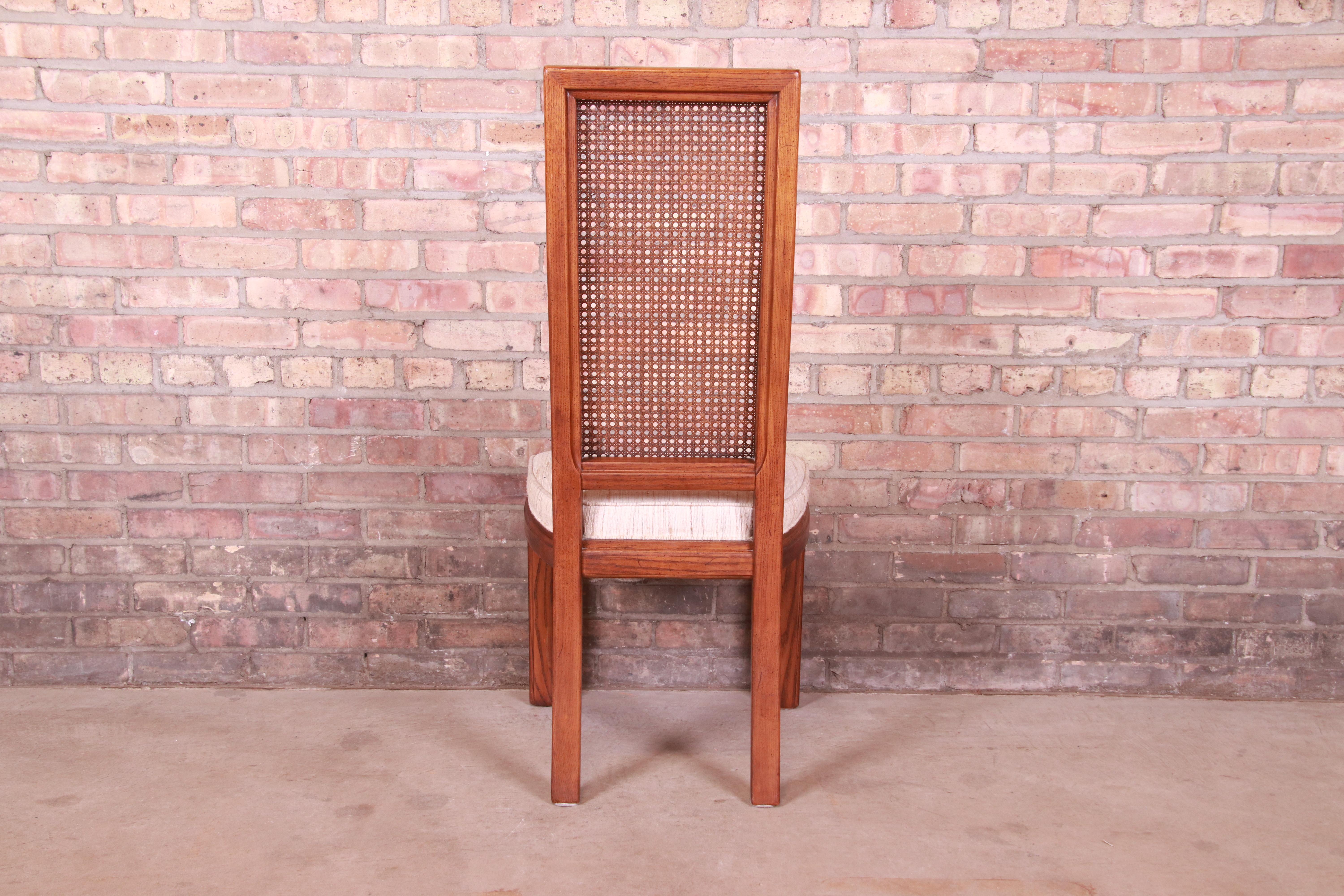 Henredon Mid-Century Modern Oak and Cane High Back Dining Chairs, Set of Six 5