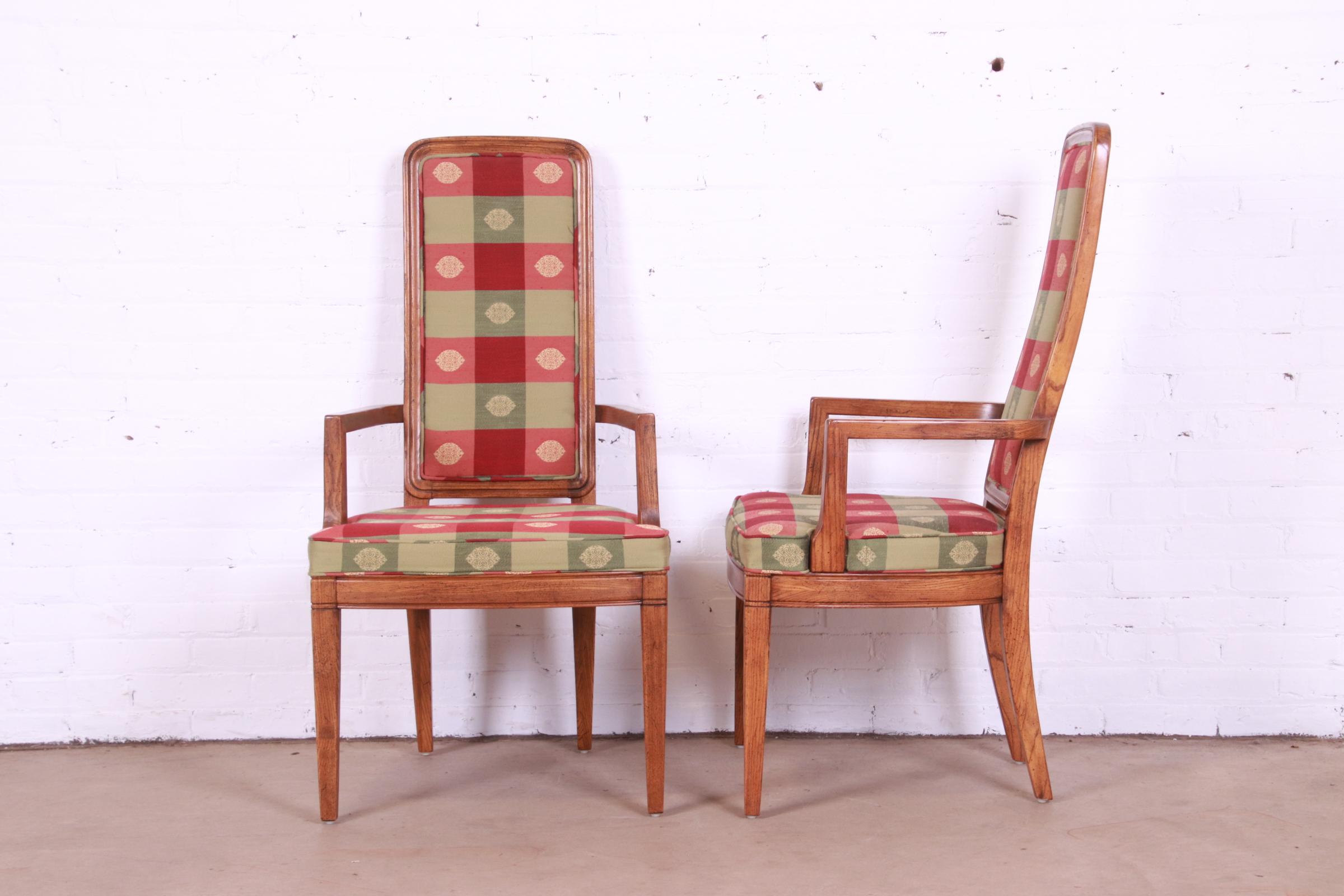 Henredon Mid-Century Modern Oak and Cane High Back Dining Chairs, Set of Six 4