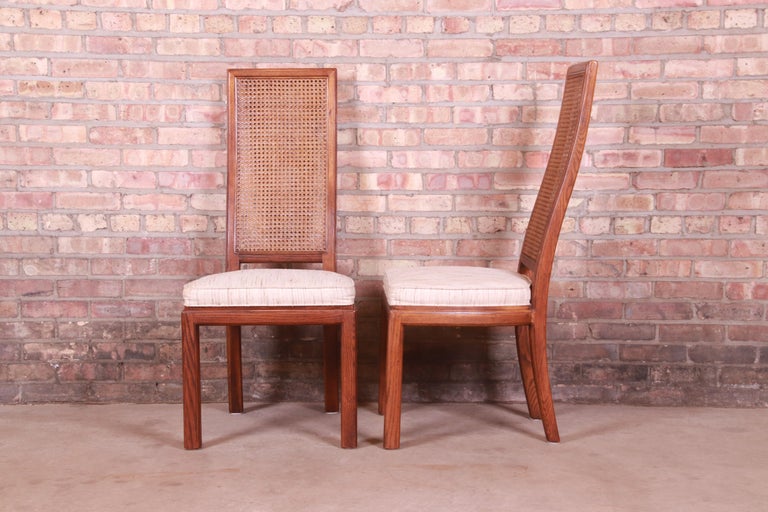 Henredon MidCentury Modern Oak and Cane High Back Dining Chairs, Set
