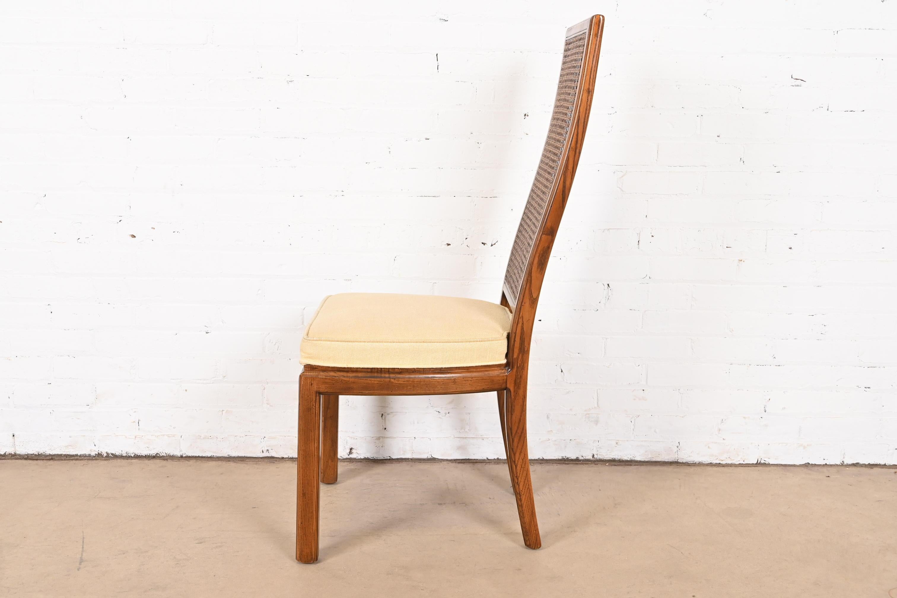 Henredon Mid-Century Modern Oak and Cane High Back Side Chair, Circa 1970s 4