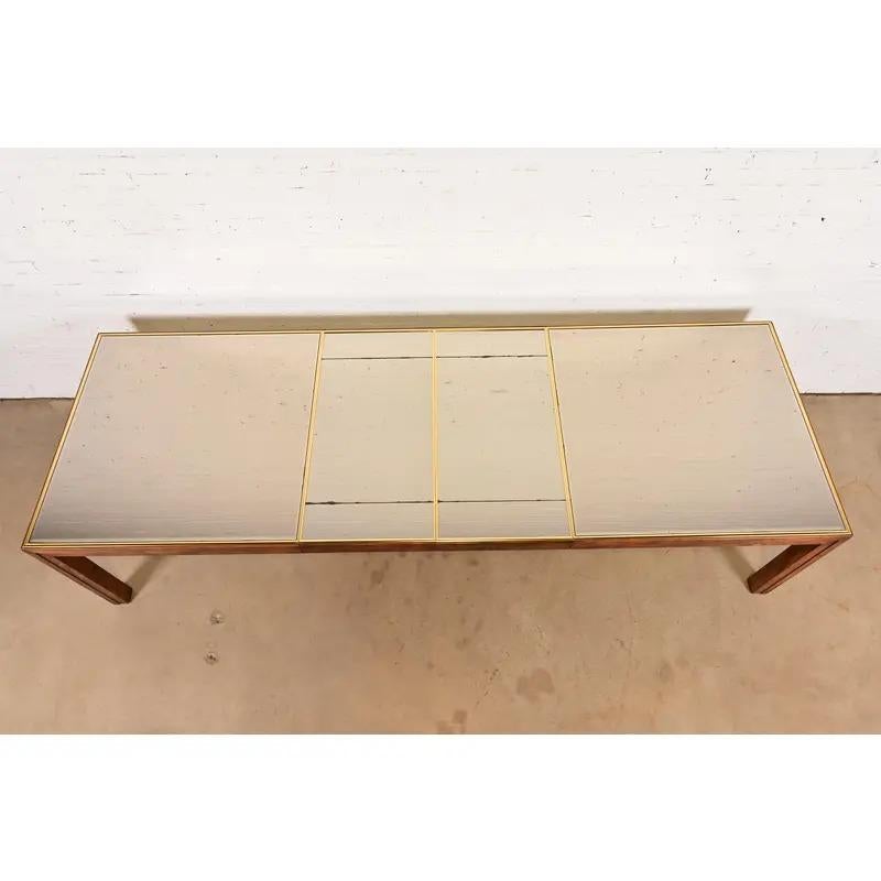 Mesa de comedor extensible Henredon, moderna de mediados de siglo, de roble y espejos, circa años 70 en venta 7