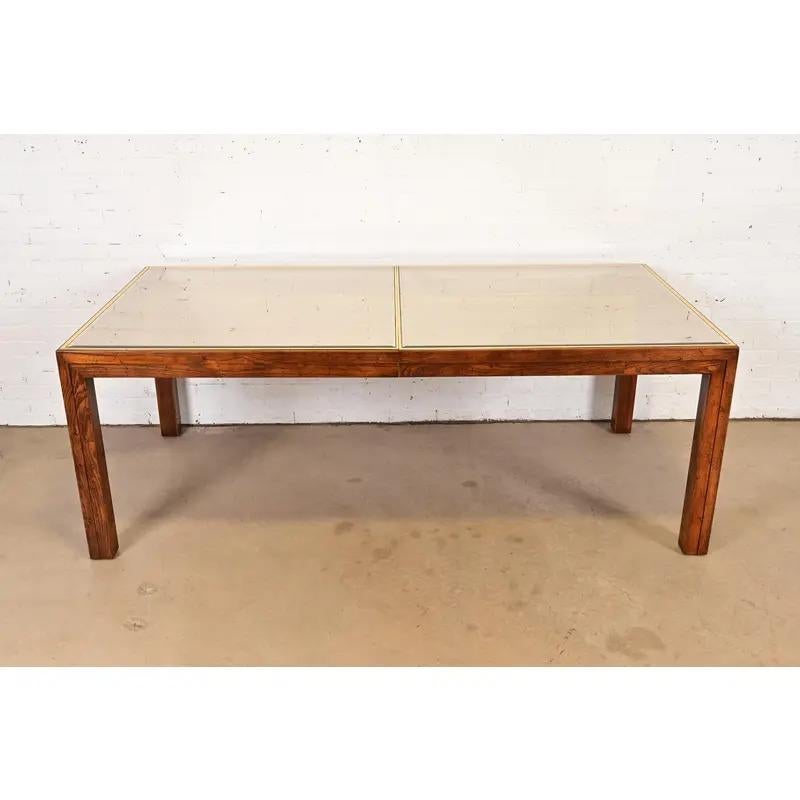 Mesa de comedor extensible Henredon, moderna de mediados de siglo, de roble y espejos, circa años 70 Moderno de mediados de siglo en venta