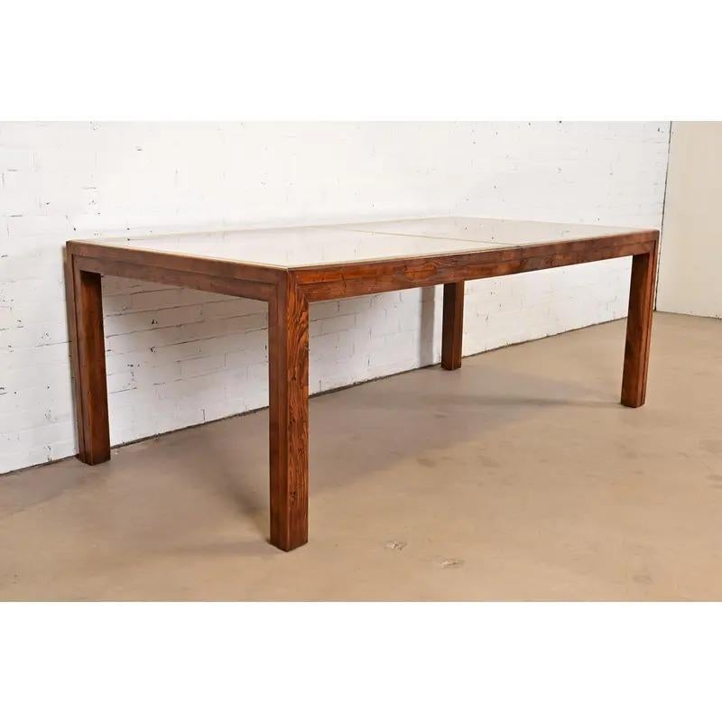 Mesa de comedor extensible Henredon, moderna de mediados de siglo, de roble y espejos, circa años 70 en Bueno estado para la venta en South Bend, IN