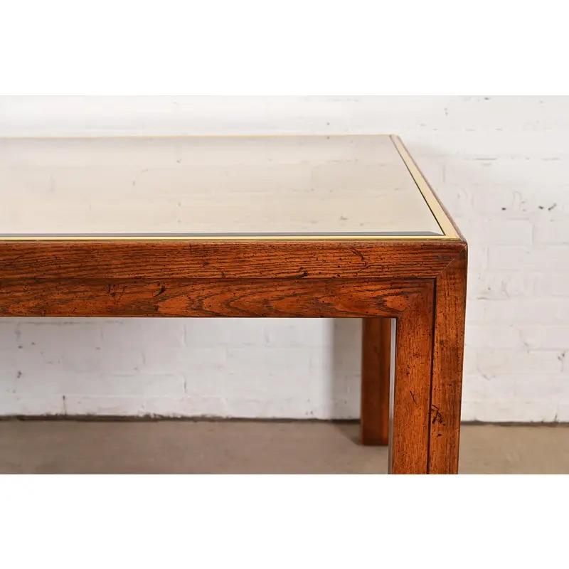 Mesa de comedor extensible Henredon, moderna de mediados de siglo, de roble y espejos, circa años 70 finales del siglo XX en venta