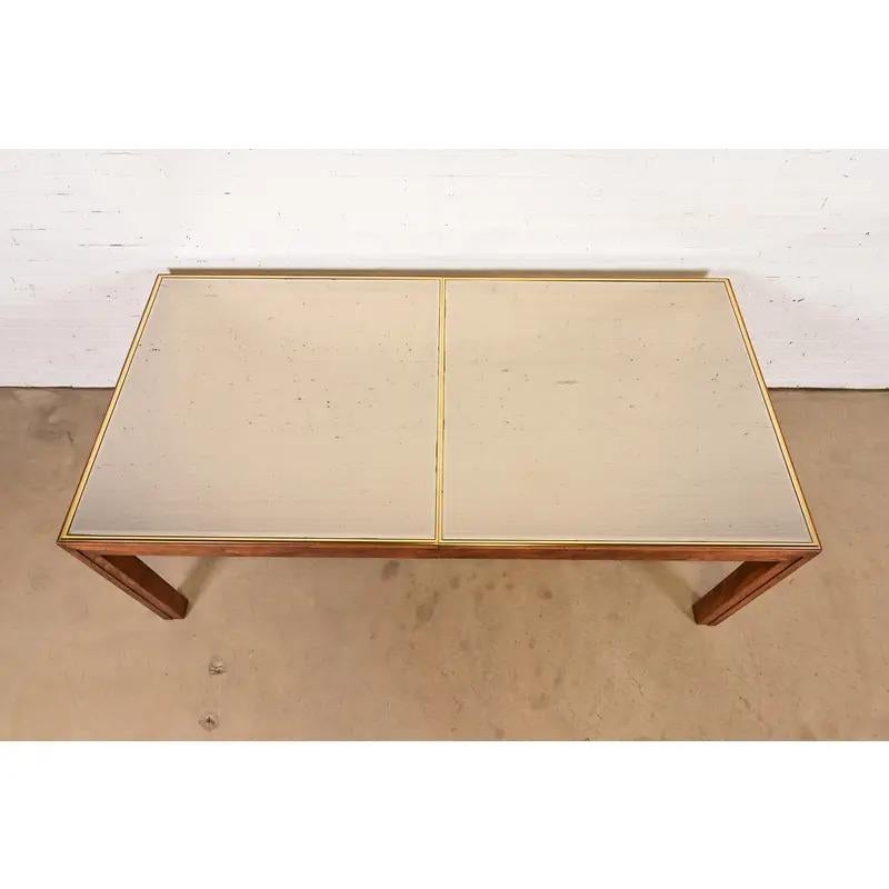 Mesa de comedor extensible Henredon, moderna de mediados de siglo, de roble y espejos, circa años 70 en venta 2