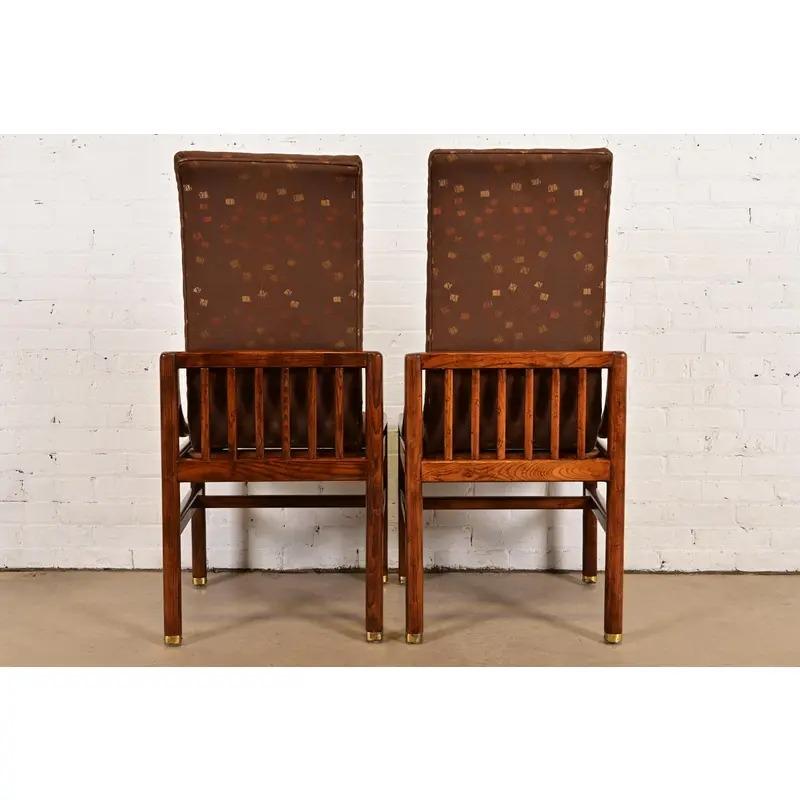 Henredon Mid-Century Modern Oak High Back Side Chairs oder Esszimmerstühle, Paar im Angebot 4