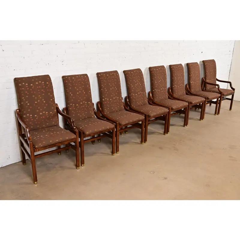 Henredon Mid-Century Modern Oak High Back Side Chairs oder Esszimmerstühle, Paar im Angebot 6