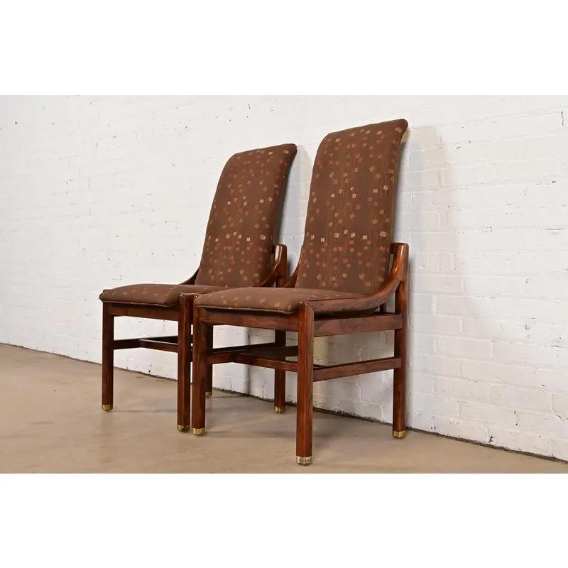 Henredon Mid-Century Modern Oak High Back Side Chairs oder Esszimmerstühle, Paar (amerikanisch) im Angebot