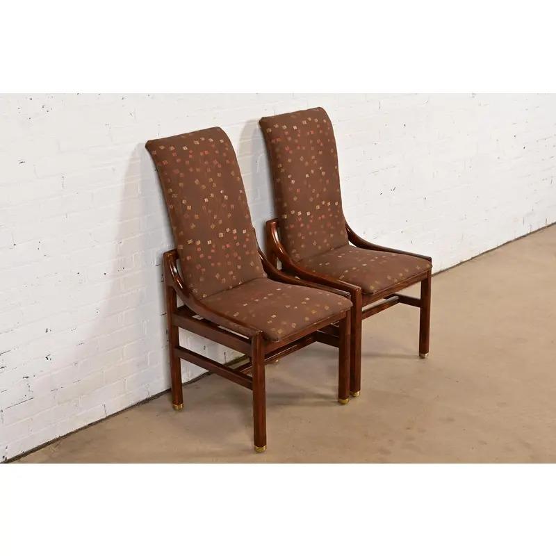 Henredon Mid-Century Modern Oak High Back Side Chairs oder Esszimmerstühle, Paar im Zustand „Gut“ im Angebot in South Bend, IN
