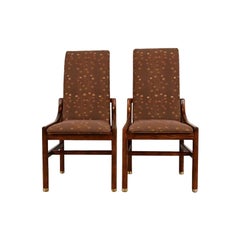 Henredon, sedie da pranzo con schienale alto in Oak, coppia di sedie moderne di metà secolo