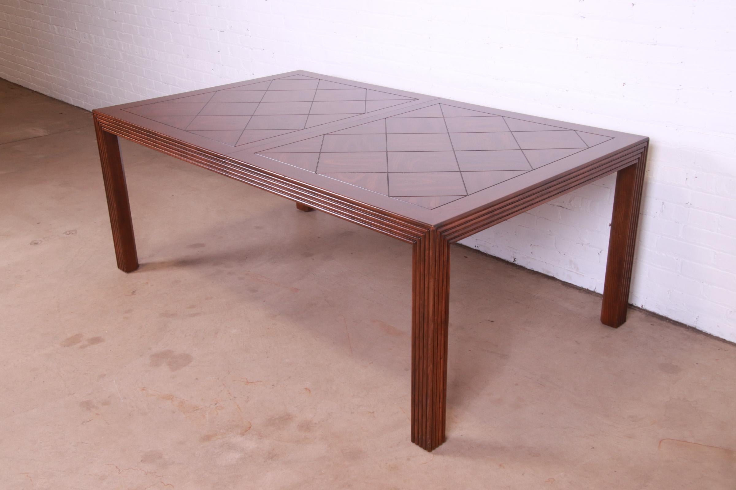 Henredon Mid-Century Modern Oak Parsons Extension Dining Table With Parquet Top For Sale 8
