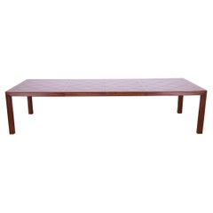 Henredon Mid-Century Modern Oak Parsons Extension Dining Table With Parquet Top