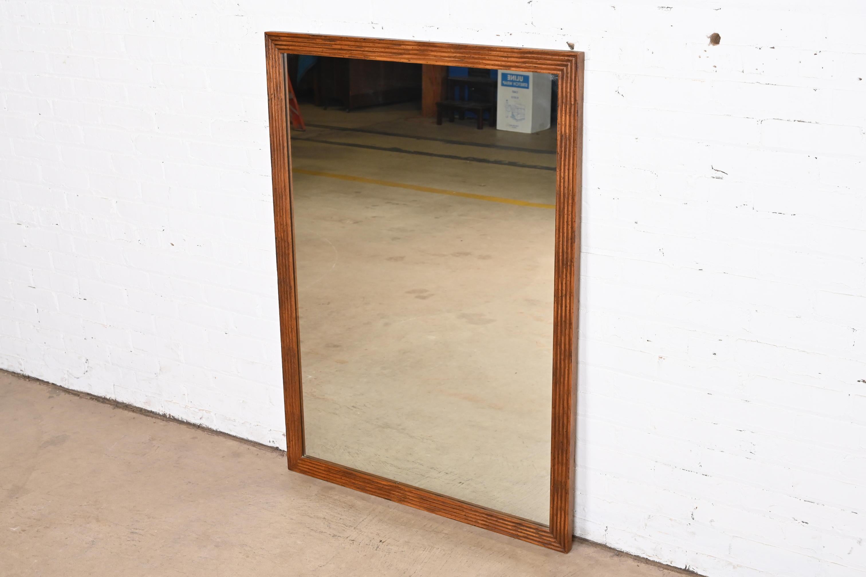 Henredon Mid-Century Modern Sculpted Oak Framed Wall Mirror, Circa 1970s In Good Condition In South Bend, IN