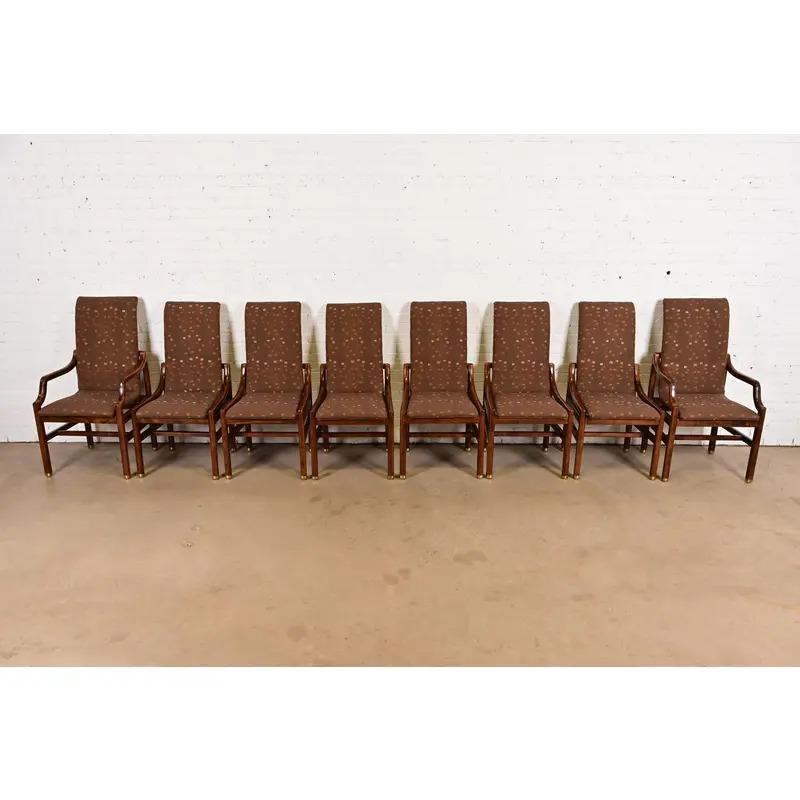 Henredon Mid-Century Modern Chairs de salle à manger à dossier haut en Oak sculpté, ensemble de huit chaises Bon état - En vente à South Bend, IN