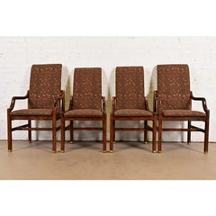 Henredon Mid-Century Modern Sculpted Oak High Back Dining Chairs, Set of Four